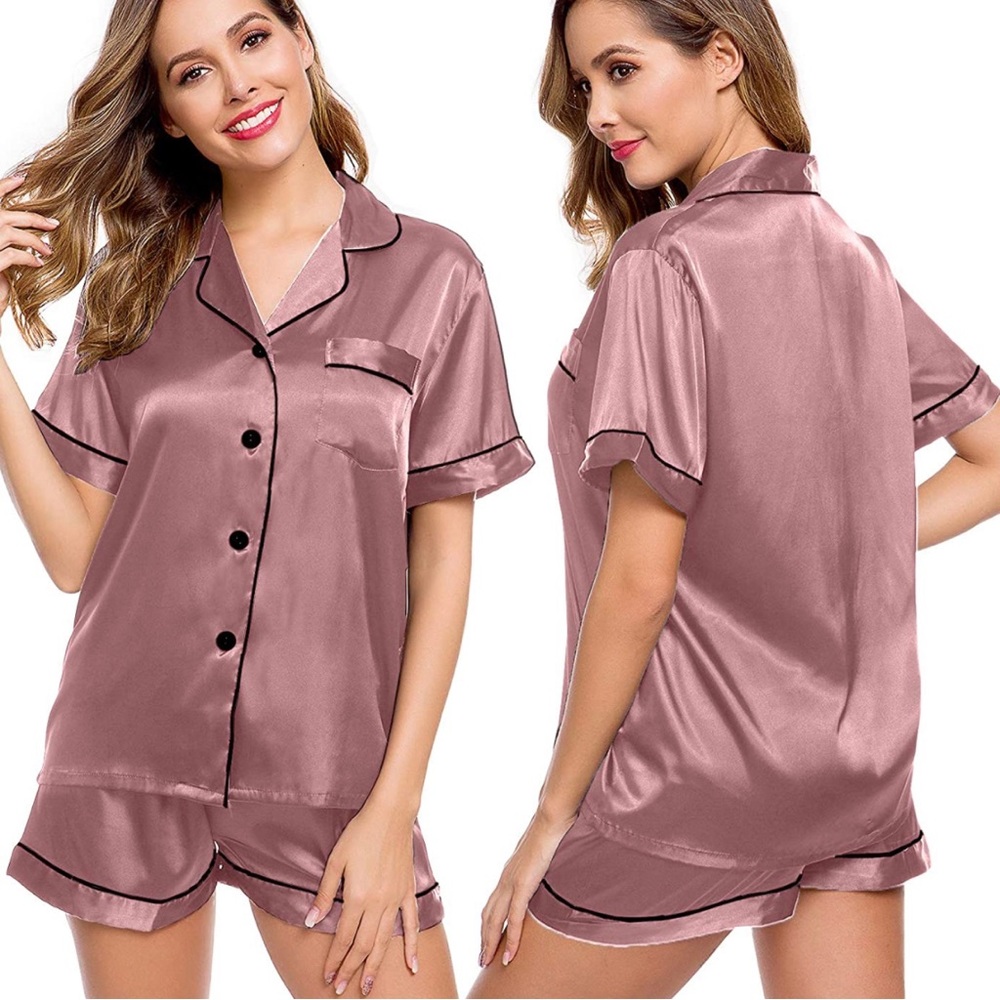 Silk satin shorts pajama set L